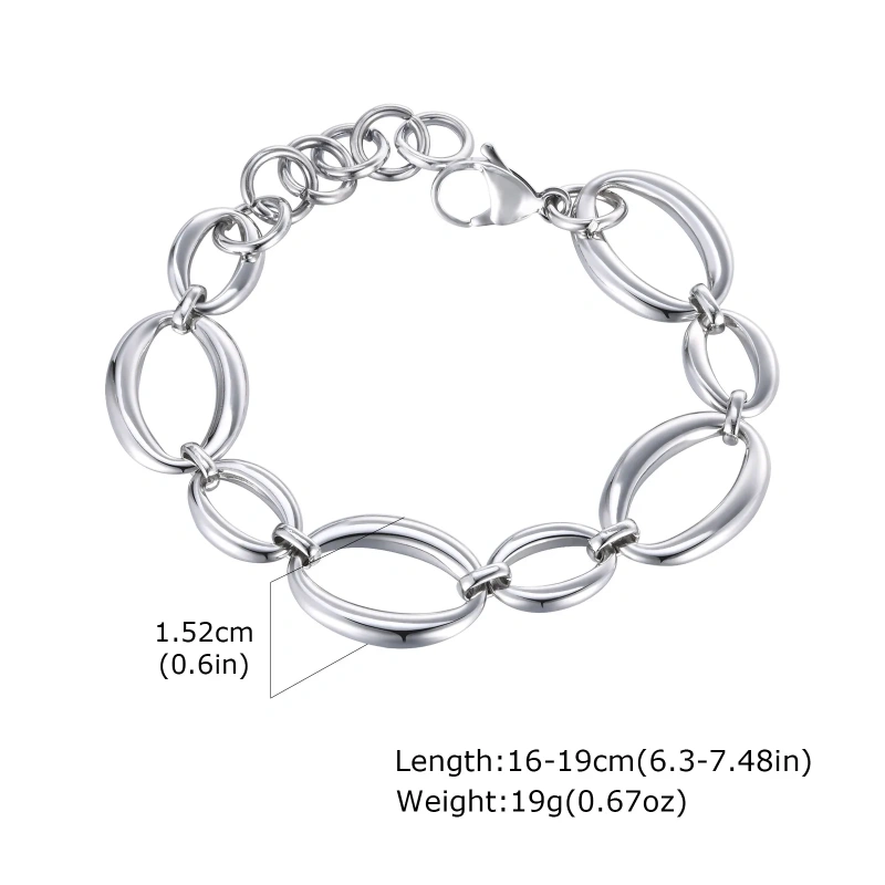 Simple Large Chain Geometric Bracelet Necklace 18k Gold Plated Waterproof Stainless Steel Jewelry Set Gift YF8125