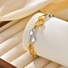 Trend Clip Square Buckle Bracelet Heart Oval Hand Chain Bracelet Necklace 18k Gold Plated Waterproof Stainless Steel YF8133