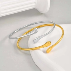 Stylish Design Gold Glossy Bracelet Water Drop Opening Bracelet 18K Gold Plated Waterproof Stainless Steel YF8136