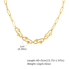 Trend Clip Square Buckle Bracelet Heart Oval Hand Chain Bracelet Necklace 18k Gold Plated Waterproof Stainless Steel YF8133