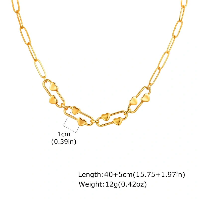 Trend Clip Square Buckle Bracelet Heart Oval Hand Chain Bracelet Necklace 18k Gold Plated Waterproof Stainless Steel YF8133