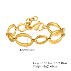 Simple Large Chain Geometric Bracelet Necklace 18k Gold Plated Waterproof Stainless Steel Jewelry Set Gift YF8125