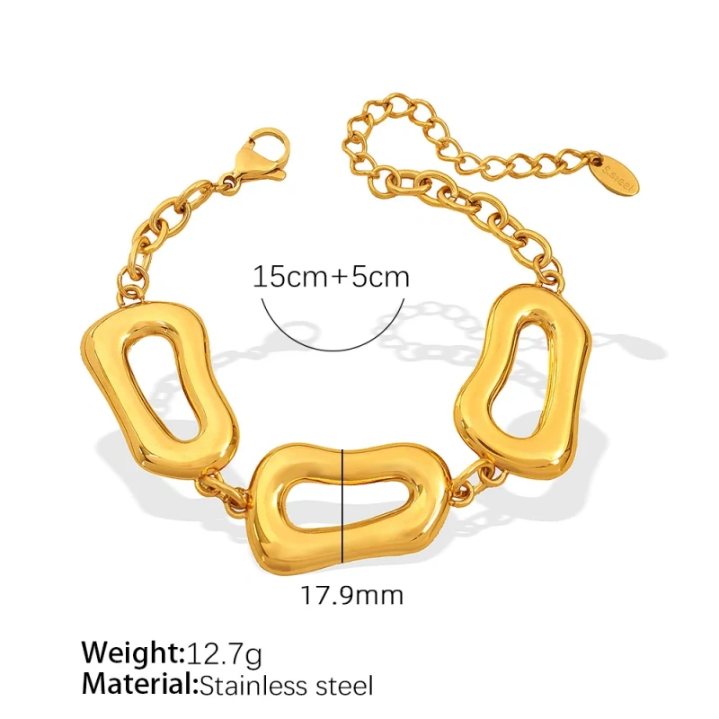 Exaggerated Irregular Geometric Necklace Bracelet Earrings 18k Gold Plated Waterproof Stainless Steel Jewelry Set Gift YF8117
