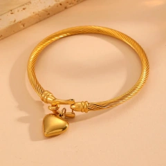 Temperament Horseshoe Hook Buckle Heart Bracelet 18K Gold Plated Waterproof Stainless Steel Earrings for Gift YF8112
