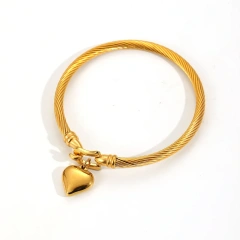 Temperament Horseshoe Hook Buckle Heart Bracelet 18K Gold Plated Waterproof Stainless Steel Earrings for Gift YF8112
