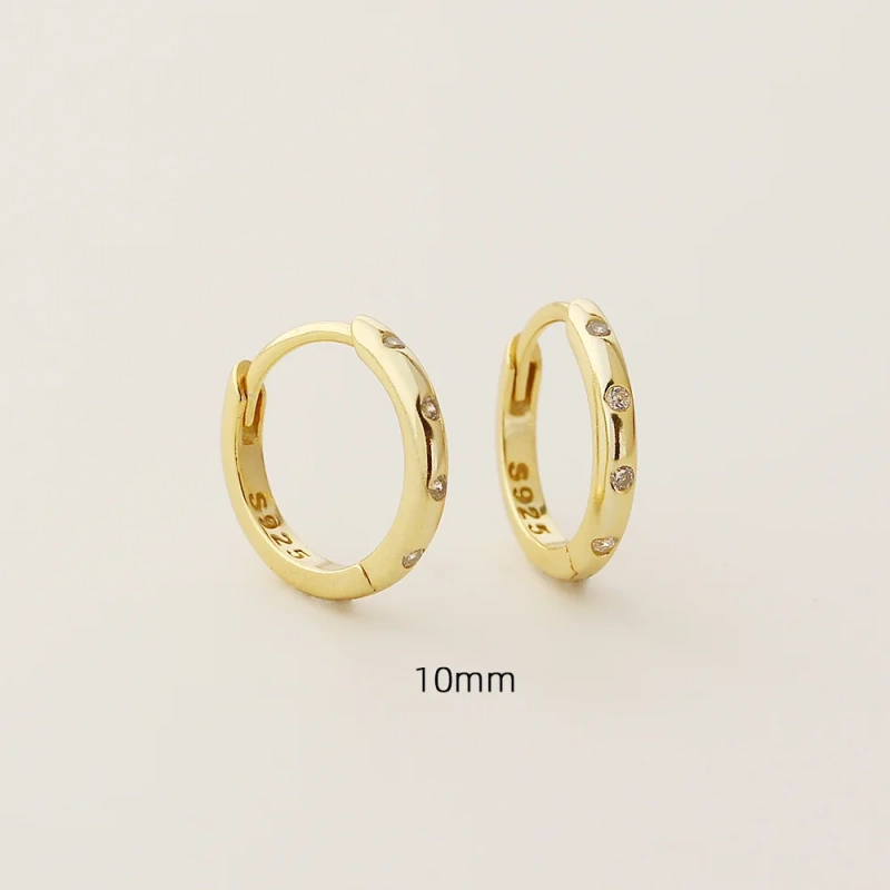 Ins Delicate Circle Zircon Earrings 925 Sterling Silver Hypoallergenic Earrings for Party YF8100