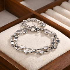 Trend Clip Square Buckle Bracelet Heart Oval Hand Chain Bracelet Necklace 18k Gold Plated Waterproof Stainless Steel YF8133