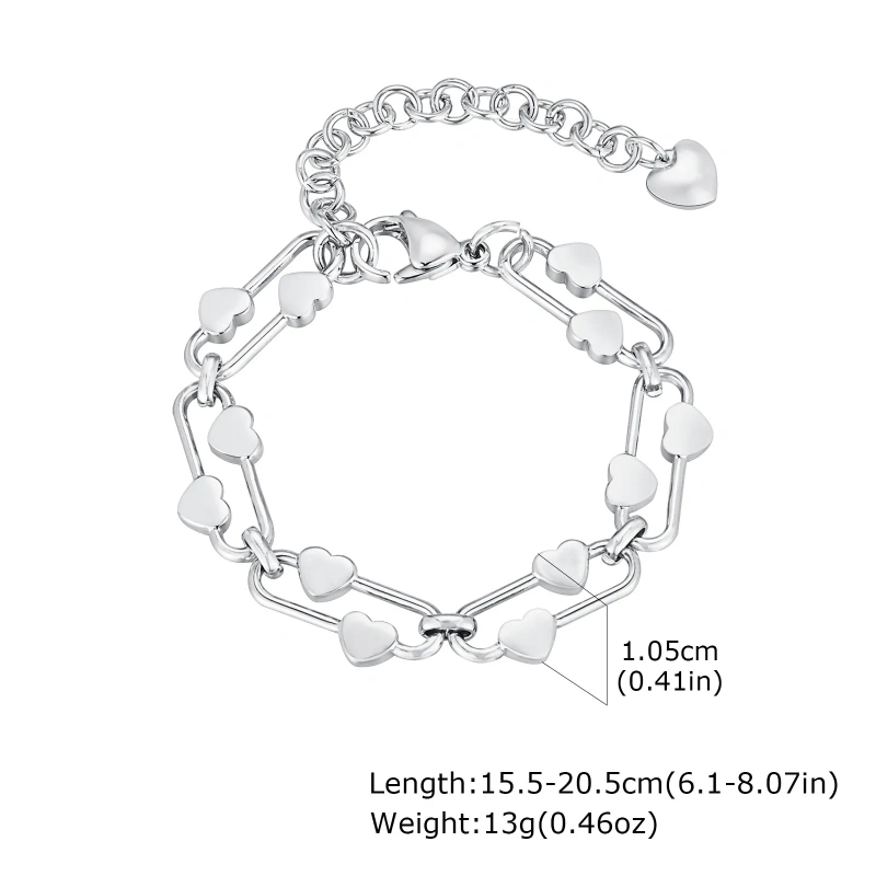Trend Clip Square Buckle Bracelet Heart Oval Hand Chain Bracelet Necklace 18k Gold Plated Waterproof Stainless Steel YF8133