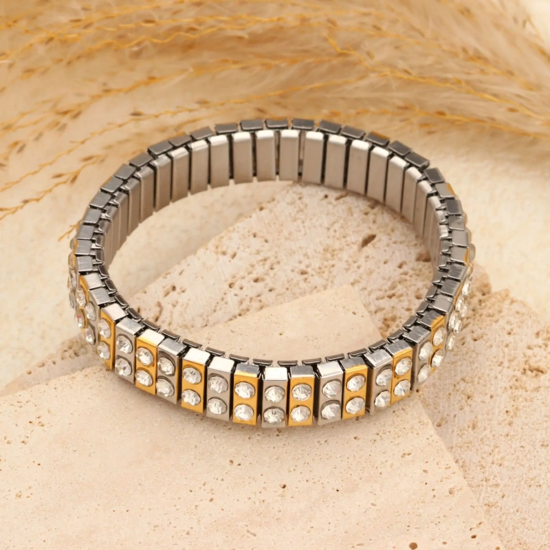 Wholesale Chain Zircon Bracelet Womens 18k Gold Plated Waterproof Stainless Steel Bracelet for Gifts YF8083