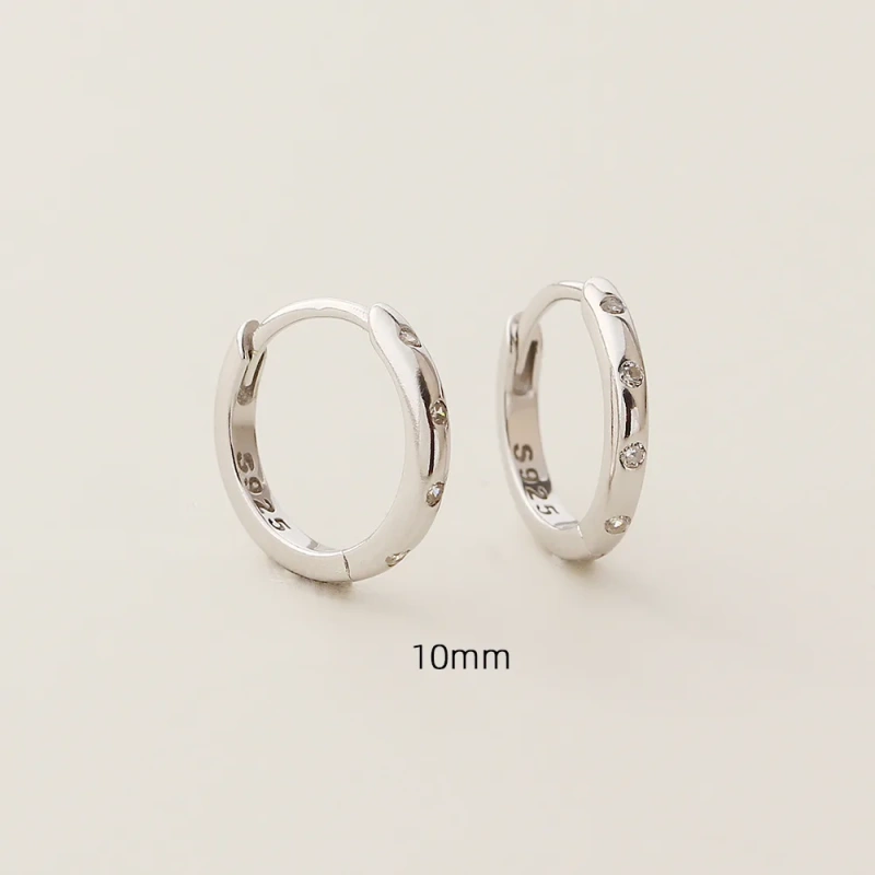 Ins Delicate Circle Zircon Earrings 925 Sterling Silver Hypoallergenic Earrings for Party YF8100