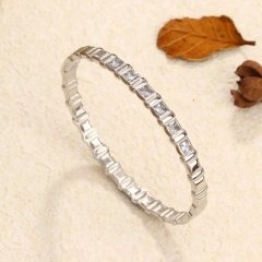 Temperament Diamond Plaid Glossy Bracelet 18K Gold Plated Waterproof Stainless Steel Bracelet for Couples YF8082