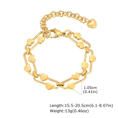 Trend Clip Square Buckle Bracelet Heart Oval Hand Chain Bracelet Necklace 18k Gold Plated Waterproof Stainless Steel YF8133