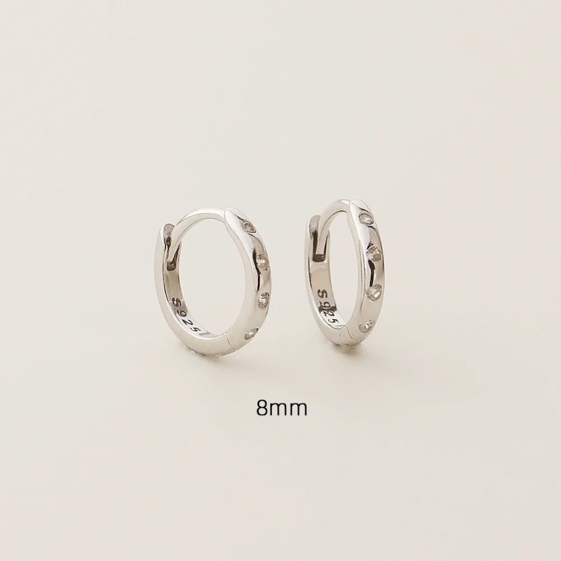 Ins Delicate Circle Zircon Earrings 925 Sterling Silver Hypoallergenic Earrings for Party YF8100