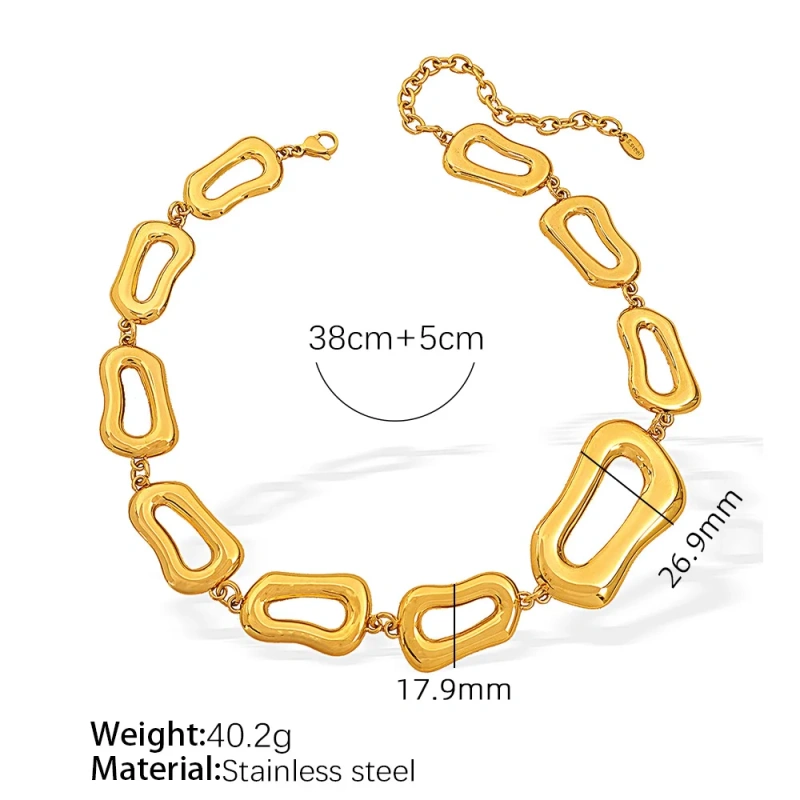 Exaggerated Irregular Geometric Necklace Bracelet Earrings 18k Gold Plated Waterproof Stainless Steel Jewelry Set Gift YF8117