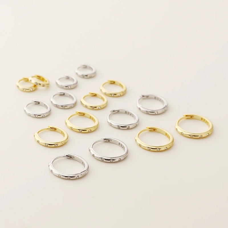 Ins Delicate Circle Zircon Earrings 925 Sterling Silver Hypoallergenic Earrings for Party YF8100