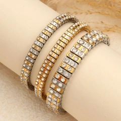Wholesale Chain Zircon Bracelet Womens 18k Gold Plated Waterproof Stainless Steel Bracelet for Gifts YF8083