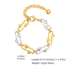 Trend Clip Square Buckle Bracelet Heart Oval Hand Chain Bracelet Necklace 18k Gold Plated Waterproof Stainless Steel YF8133