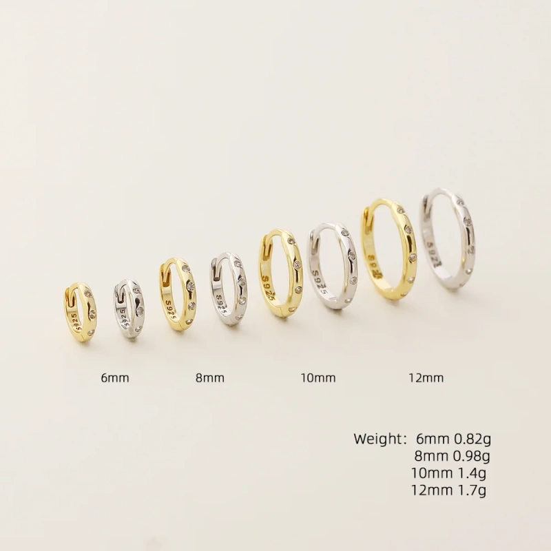 Ins Delicate Circle Zircon Earrings 925 Sterling Silver Hypoallergenic Earrings for Party YF8100