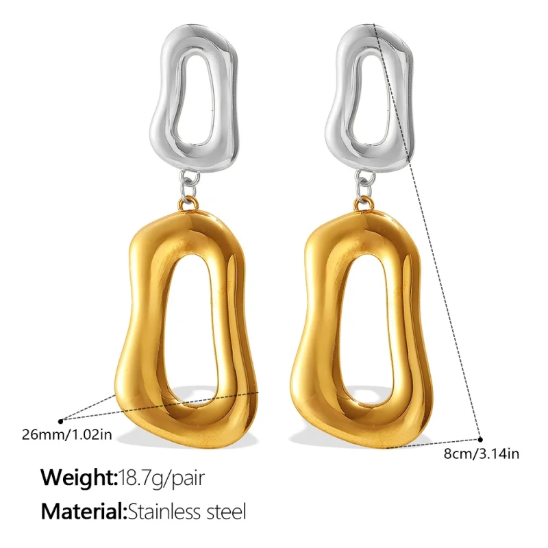 Exaggerated Irregular Geometric Necklace Bracelet Earrings 18k Gold Plated Waterproof Stainless Steel Jewelry Set Gift YF8117