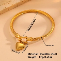 Temperament Horseshoe Hook Buckle Heart Bracelet 18K Gold Plated Waterproof Stainless Steel Earrings for Gift YF8112