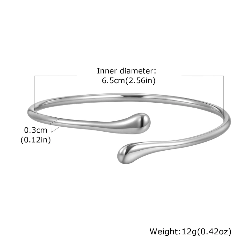 Stylish Design Gold Glossy Bracelet Water Drop Opening Bracelet 18K Gold Plated Waterproof Stainless Steel YF8136
