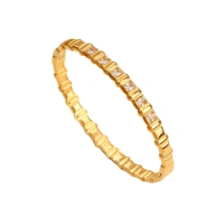 Temperament Diamond Plaid Glossy Bracelet 18K Gold Plated Waterproof Stainless Steel Bracelet for Couples YF8082