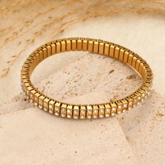 Wholesale Chain Zircon Bracelet Womens 18k Gold Plated Waterproof Stainless Steel Bracelet for Gifts YF8083