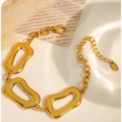 Exaggerated Irregular Geometric Necklace Bracelet Earrings 18k Gold Plated Waterproof Stainless Steel Jewelry Set Gift YF8117