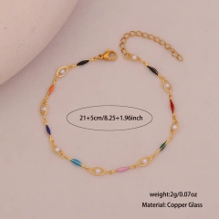 Exquisite Summer Beach Colored Zircon Anklace 18k Gold Plated Waterproof Stainless Steel Womens Anklet YF8042