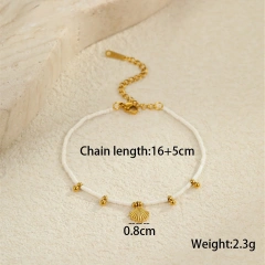Summer Versatile Flower Bracelet 18k Gold Plated Waterproof Stainless Steel Earrings for Gift YF8067
