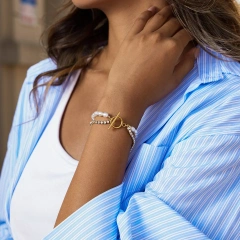 High End Design Imitation Pearl Zircon Bracelet 18K Gold Plated Waterproof Stainless Steel Earrings for Gifts YF8074