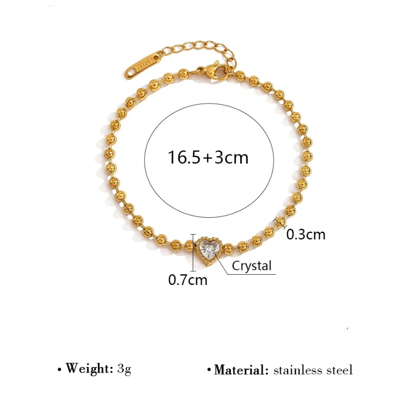 Wholesale Geometric Pentagram Love Zircon Bracelet Women 18k Gold Plated Waterproof Stainless Steel Bracelet for Gifts YF8055