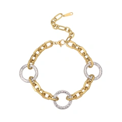 Fashion Gold Silver Circle Necklace Bracelet 18k Gold Plated Waterproof Stainless Steel Jewelry Set for Gifts YF8063