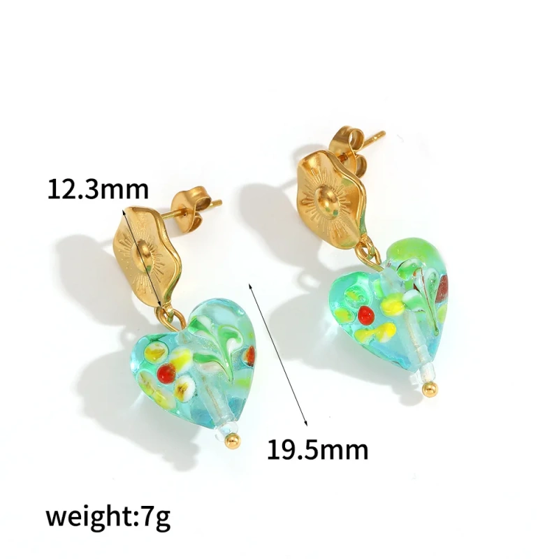 Cute Style Shell Flower Heart Shape Resin Earrings 18K Gold Plated Waterproof Stainless Steel Womens Earrings for Gift YF8016