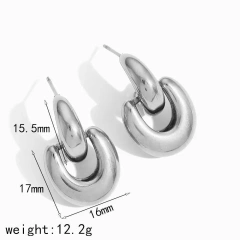 Fashion Geometric Circle Semi Circle Pendant Earrings 18K Gold Plated Stainless Steel Waterproof Earrings for Gift YF8013
