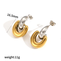 Fashion Geometric Circle Semi Circle Pendant Earrings 18K Gold Plated Stainless Steel Waterproof Earrings for Gift YF8013