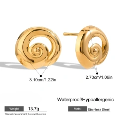 High-end Polished Spiral Hollow Non-Discolored Womens Waterproof Stainless Steel 18K Gold Plated Earrings  for Party YF8000