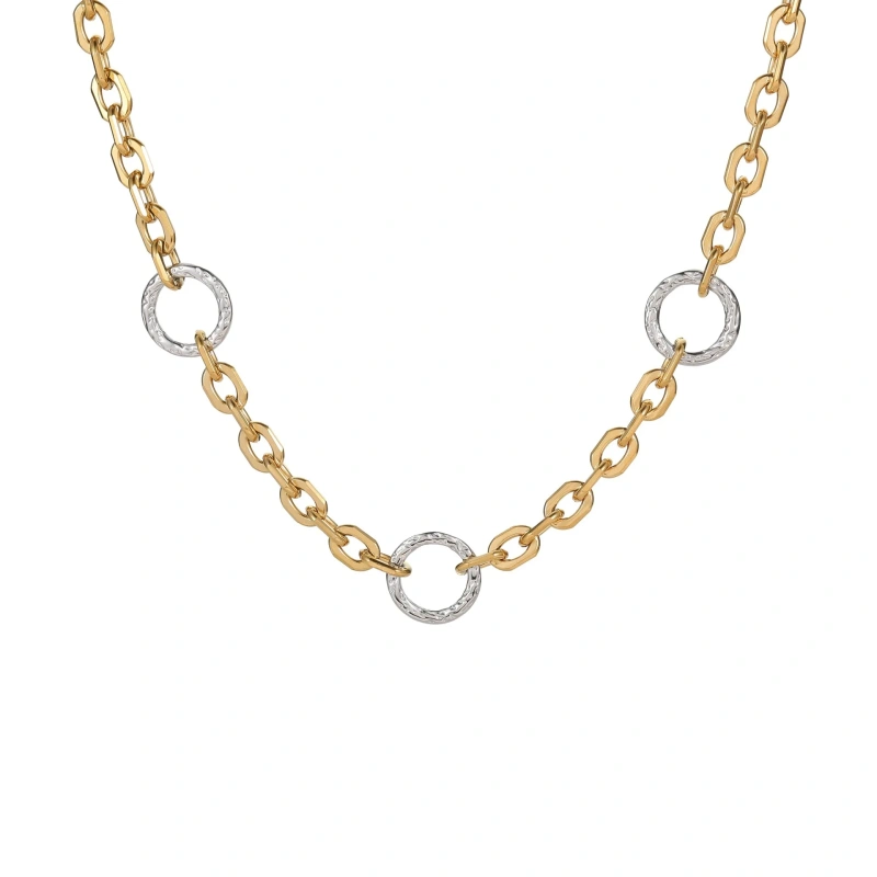 Fashion Gold Silver Circle Necklace Bracelet 18k Gold Plated Waterproof Stainless Steel Jewelry Set for Gifts YF8063