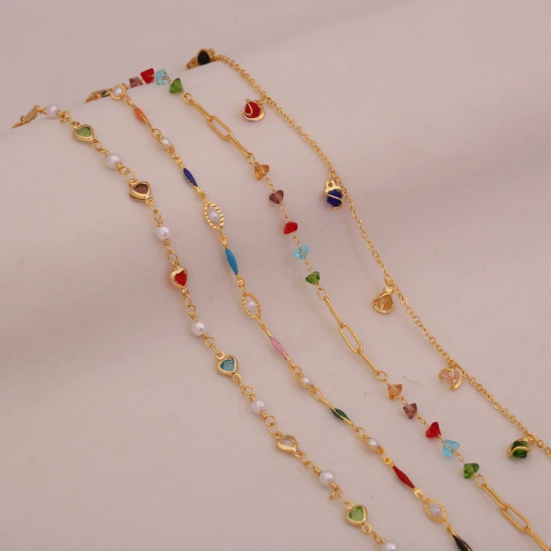 Exquisite Summer Beach Colored Zircon Anklace 18k Gold Plated Waterproof Stainless Steel Womens Anklet YF8042