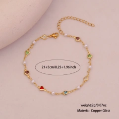 Exquisite Summer Beach Colored Zircon Anklace 18k Gold Plated Waterproof Stainless Steel Womens Anklet YF8042