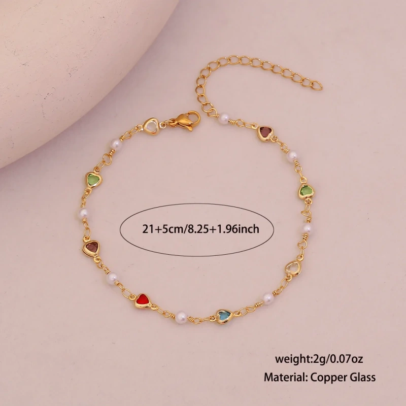 Exquisite Summer Beach Colored Zircon Anklace 18k Gold Plated Waterproof Stainless Steel Womens Anklet YF8042