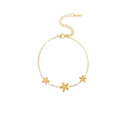Summer Versatile Flower Bracelet 18k Gold Plated Waterproof Stainless Steel Earrings for Gift YF8067