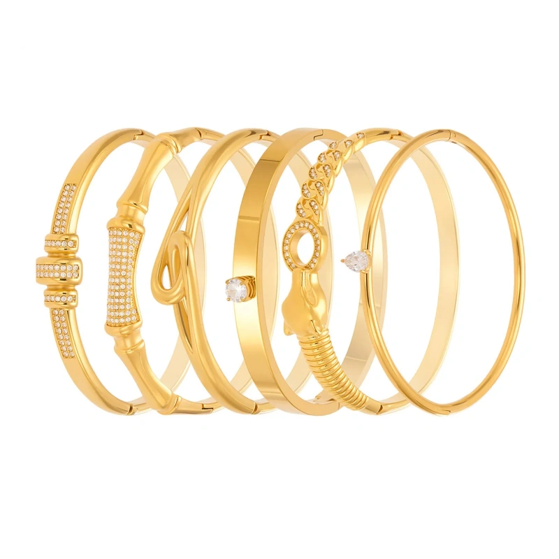 Best Selling Durable Bracelet 18K Gold Plated Waterproof Stainless Steel Bracelet Jewelry Womens with Safety Buckle YF8020