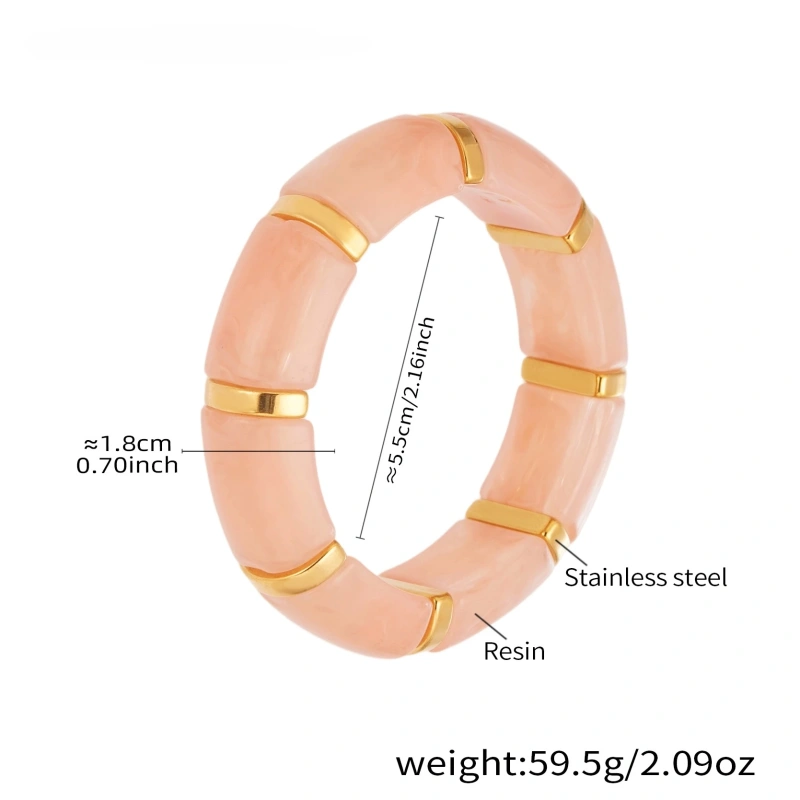 Hot Selling Color Resin Bracelet Square Amber 18k Gold Plated Waterproof Stainless Steel Bracelet for Womens YF8021