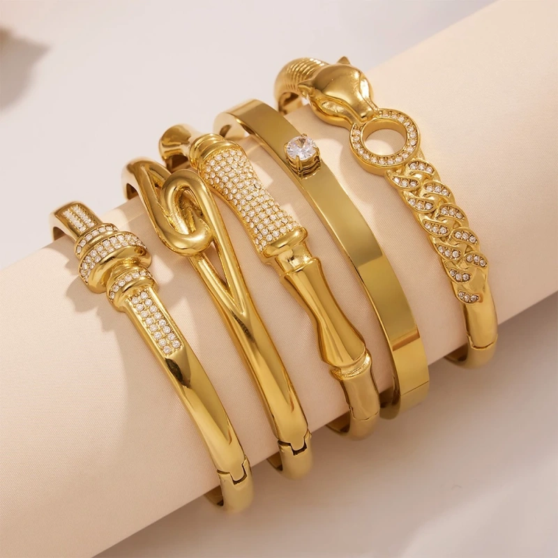 Best Selling Durable Bracelet 18K Gold Plated Waterproof Stainless Steel Bracelet Jewelry Womens with Safety Buckle YF8020