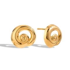 High-end Polished Spiral Hollow Non-Discolored Womens Waterproof Stainless Steel 18K Gold Plated Earrings  for Party YF8000