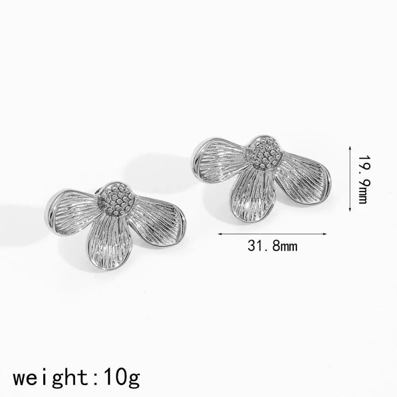 Vintage Temperament Flower Stud Earrings Womens 18k Gold Plated Waterproof Stainless Steel Earrings for Party YF8026