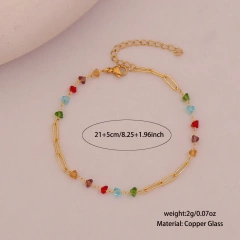 Exquisite Summer Beach Colored Zircon Anklace 18k Gold Plated Waterproof Stainless Steel Womens Anklet YF8042