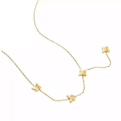 Versatile Butterfly Tassel Necklace Womens 18K Gold Plated Waterproof Stainless Steel Collarbone Chain for Gifts YF8024