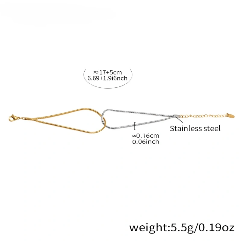 Simple Design Rope Knot Snake Two Tones Bracelet 18K Gold Plated Waterproof Stainless Steel Bracelet for Women YF8076